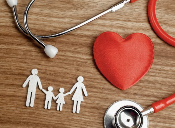 A family, stethoscope and a heart