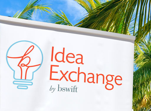 Idea Exchange banner with palm trees in background