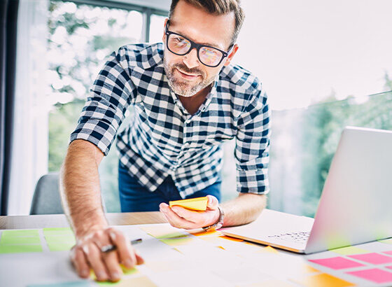 employee happily engaged with work